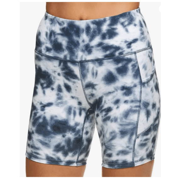 Women's High-Waisted Mesh Pocket Fitted Shorts (US, Alpha, Small, Regular, Regular, Blue)