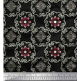 thumbnail image 3 of Soimoi Poly Georgette Fabric Damask Ethnic Print Sewing Fabric Yard 52 Inch Wide, 3 of 3