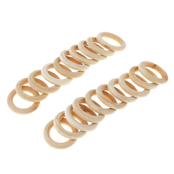 20 anillos circulares de madera natural para hacer joyas y manualidades. 30mm