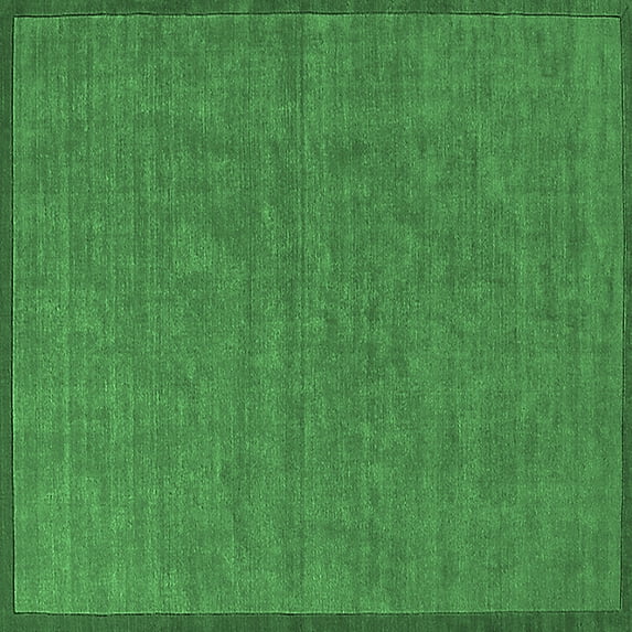 Ahgly Company Indoor Square Solid Emerald Green Modern Area Rugs, 3' Square