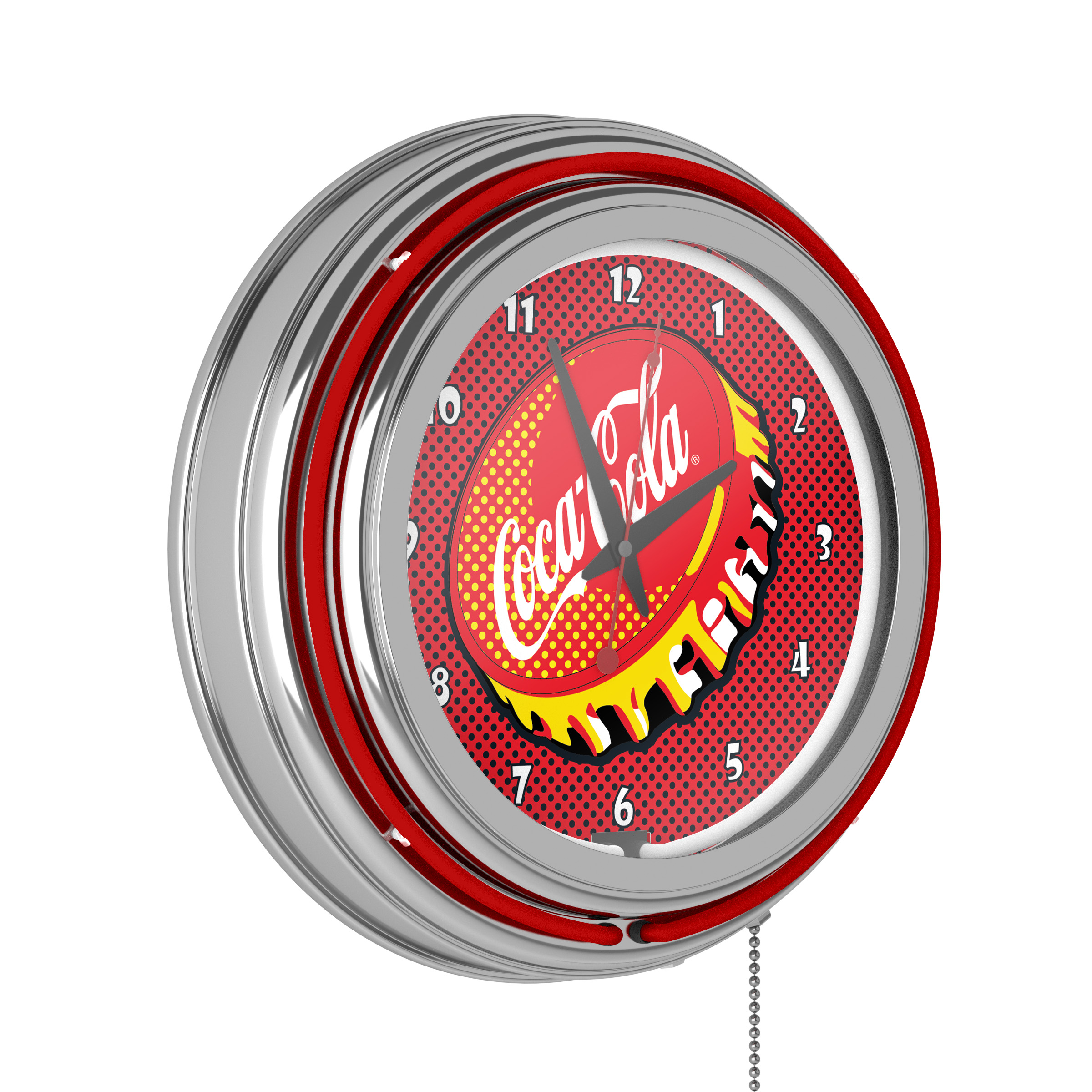 Coca Cola Chrome Double Rung Neon Clock Pop Art