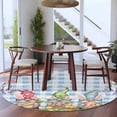 thumbnail image 3 of Round Rug 5Ft Washable Non-Slip, Easter Bunny Gnomes Circle Area Rugs for Living Room Bedroom, Spring Easter Eggs Floral Blue Plaid Indoor Floor Mats Carpet Runner for Home Decor Aesthetic, 3 of 8