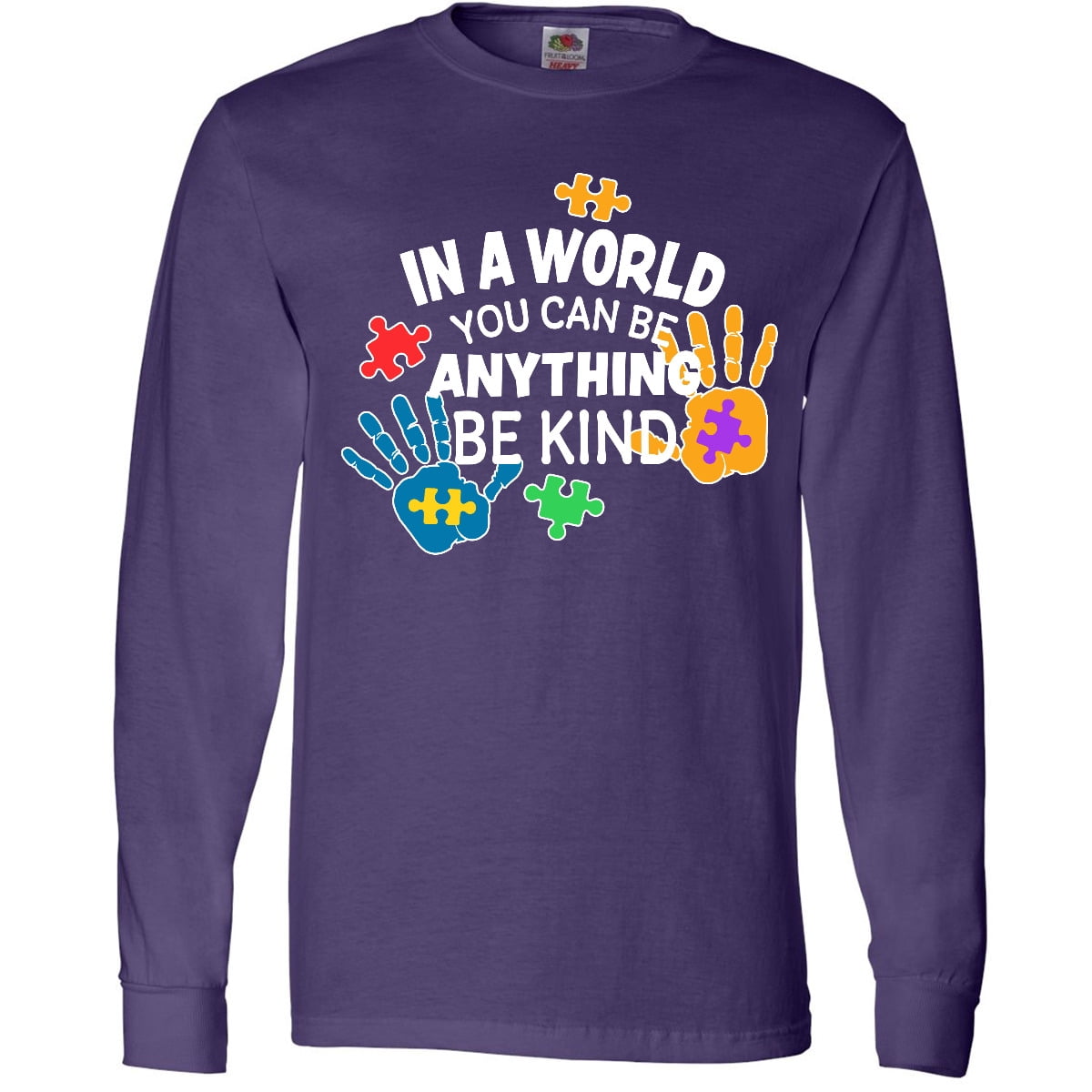 Inktastic In a World You Can Be Anything Be Kind Autism Awareness Long Sleeve T-Shirt
