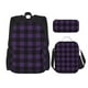 thumbnail image 1 of Balery Purple Black Plaid Mochila Escolar 3 en 1 para Niños - Mochila Resistente con Lonchera Térmica y Estuche - Mochila Escolar para Niños y Niñas, 1 of 7