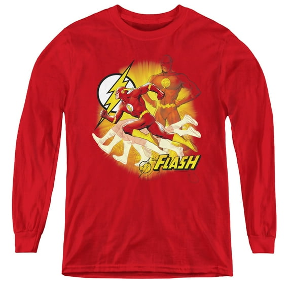 Jla - Lightning Fast - Youth Long Sleeve Shirt - Large