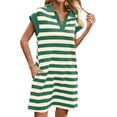 thumbnail image 4 of Cap Sleeve Women Stripe Print V Neck Mini Polo Dress with Pocket, 4 of 6