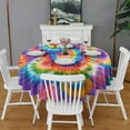 thumbnail image 2 of Colorful Rainbow Tie Dye Spiral Pattern Round Tablecloth 60"x60",Wrinkle Wipeable Table Cloth for Kitchen Dining Room Picnic Patio Party, 2 of 6