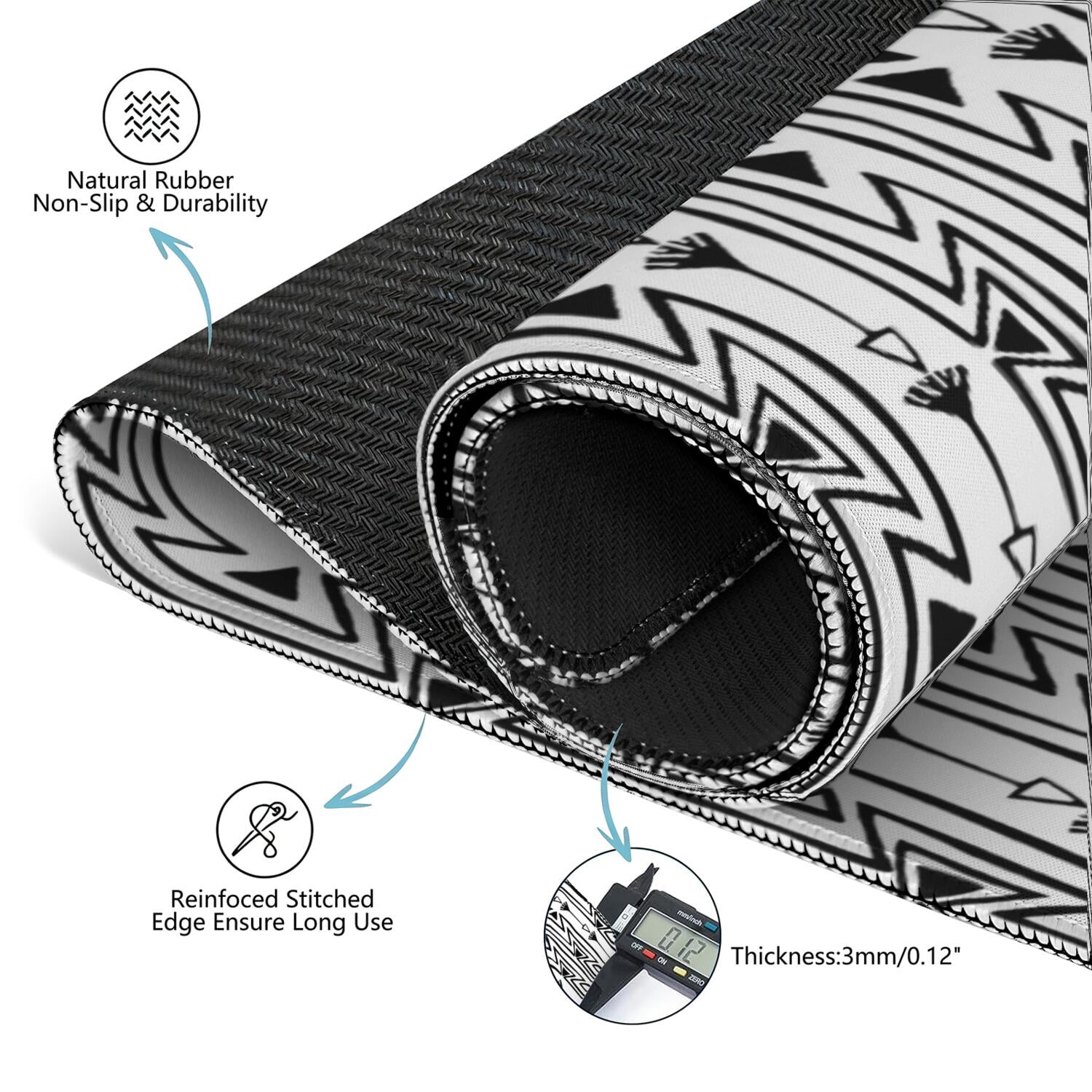 31.5 Inch Boho Game Mat for Mahjong, Professional Rubber Table Pad with Non-Slip Grip and Noise Dampening, Perfect for Card Games Board Games and Family Night