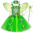 thumbnail image 1 of Vestido tutú de Hada verde brillante para niñas, disfraz de Hada de las flores, bosque, hiedra, fiesta de cumpleaños, vestido de princesa de tul, 1 of 5