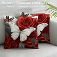 thumbnail image 3 of ONETECH  Flower Throw Pillow Covers Red Rose Gray Black Decorative Pillow Covers Couch Bed Sofa Floral Square Pillow Cover Red Black Farmhouse Pillow Case Spring Summer (Red Black), 3 of 5