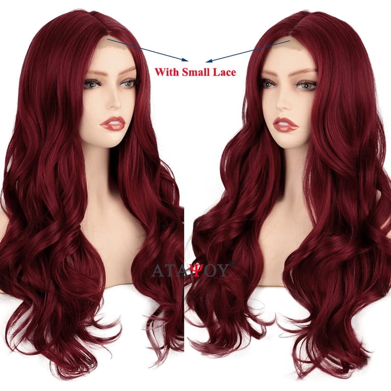 XIAQUJ Long Red Lace Front Wig for Women Middle Parts Long  display picture 1