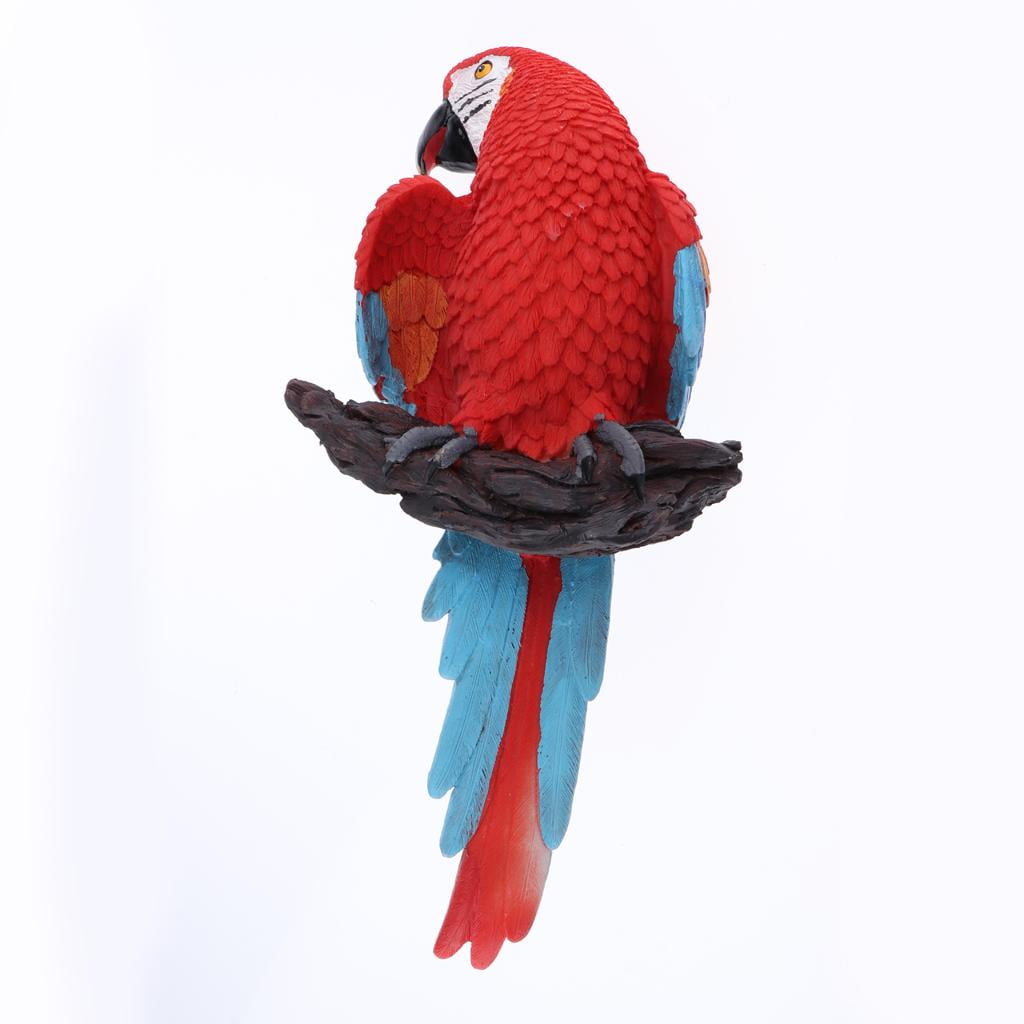 Parrot Statue Sculpture Standing on Branches for patio and garden Tropical Bird Collectors Gift