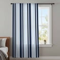 thumbnail image 4 of Navy Blue Sheer Curtains 84 Inches Long, Modern White Geometric Vertical Stripes Light Filering Curtains, Breathable Simi Curtain Privacy Drapes for Living Room Bedroom Lightweight Window Treatment, 4 of 9