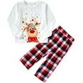 thumbnail image 4 of Sinhoon Matching Family Pajamas Sets Christmas Matching Holiday Pjs Letter Print Top and Plaid Pants Sleepwear (White-3/4T), 4 of 7