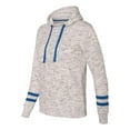 thumbnail image 2 of J. America Women's Melange Fleece Striped Sleeve Hooded Pullover, Style 8674, 2 of 3