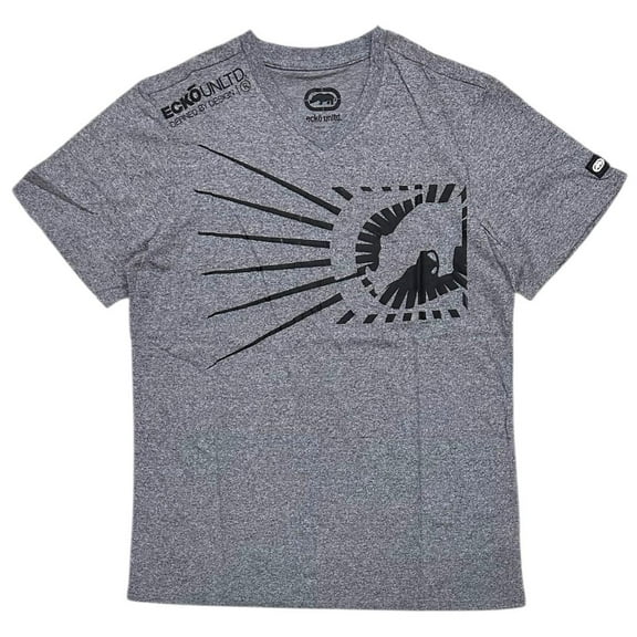 Ecko Unltd Men's V-Neck T-Shirt Grey Marled Heather Short Sleeve Tee (Small, Grey Marled Heather)