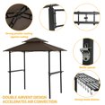 thumbnail image 4 of Grill Shelter Gazebo, 5x8FT BBQ Grill Gazebo Canopy for Outside, Waterproof Patio Gazebo Tent with Hook and Bar Counters, BBQ Beach Sunshelter with Double Tier Soft Top Canopy and Steel Frame, L6063, 4 of 6