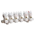 thumbnail image 2 of Juego de 6 Estatuas de Gato de Madera Japonesas con Campanas, Esculturas de Animales Coleccionables en Miniatura, Campanas de Madera para Oficina Y Ho, 2 of 9