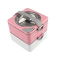 thumbnail image 2 of Sarapandan Dual Layer Pink Food Container for Heated Meals On-the-Go Portable 1.5L Stainless Steel Thermal Lunch Box, 2 of 8