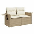 thumbnail image 4 of vidaXL 7 Piece Garden Sofa Set with Cushions Beige Poly Rattan, 4 of 5