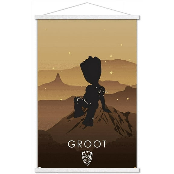 Marvel Heroic Silhouette - Groot Wall Poster with Wooden Magnetic Frame, 22.375" x 34"