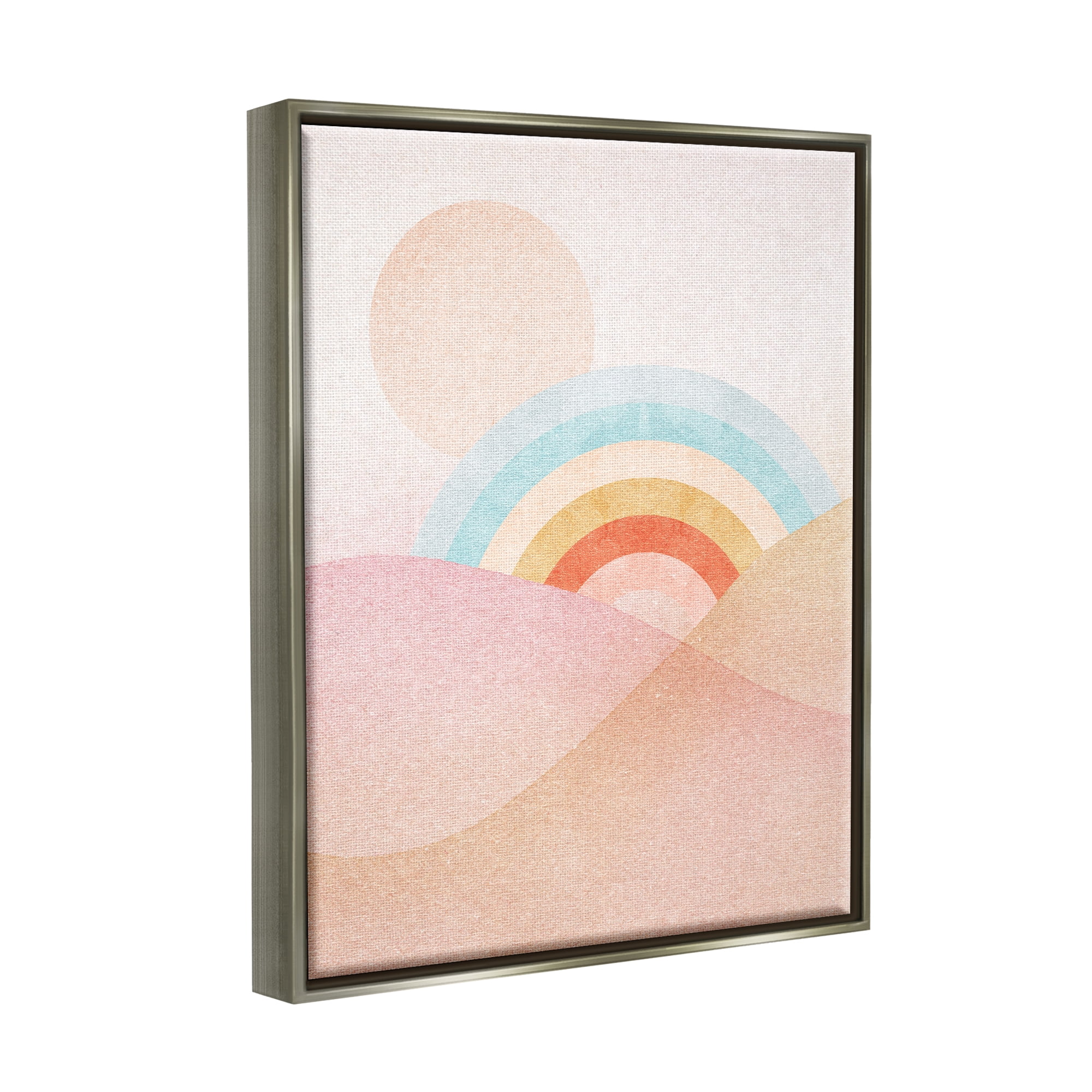 Stupell Industries Rainbow Landscape Neutral Tones Landscape Painting Gray Floater Framed Art Print Wall Art