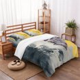 4 Pieces Duvet Cover Set Queen Size, Abstract Yellow Beige Black Ombre ...