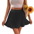thumbnail image 1 of Mini falda de las mujeres elástico moda romántica color sólido alta cintura plisada mini falda corta, 1 of 6