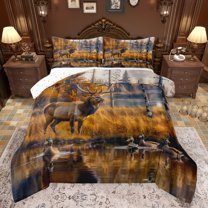 Castle Fairy 3-Piece Queen Size Comforter Set - Deer Lake Wildlife Nature Print