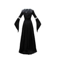 thumbnail image 4 of Dark Mage Hooded Robe for Women Halloween Witch Costume with Flared Sleeves & Fitted Bodice, Gothic Stage Performance Gown for Cosplay Party Black L, 4 of 9