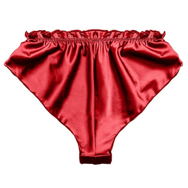 Womens Sexy Panties Silk Satin Panties Flowers Floral Plus Size Lace  Pajamas Underwear Women Shorts XL Red 