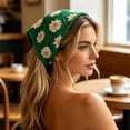 thumbnail image 2 of Crochet Daisy Triangle Head Scarf, Knitted Floral Bandana Head Wrap, Adjustable Back Tie Hair Kerchief For Daily, Travel, Beach & Outdoor Styling, 2 of 4