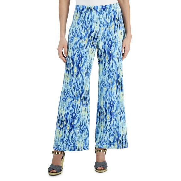JM Collection Women's High Rise Ikat Dreams Wide-Leg Pants Size L