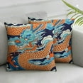 thumbnail image 2 of Nawypu  Thibaut Imperial Dragon Cushion Cover Chinoiserie Pillow Covers Orange Navy Blue Turquoise Home Decorative Pillows for Living Room Housewarming Gift White 2pc 22x22in, 2 of 6