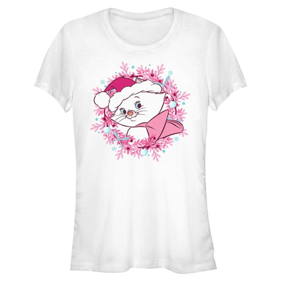Juniors Aristocats Pinky Christmas Wreath Marie T Shirt