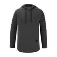thumbnail image 5 of ZCFZJW Mens Hoodies Tops Trendy Fall Ruched Long Sleeve Casual Solid Color Drawstring Hooded Pullover Sweatshirts Trendy Warm Outerwear Shirts Gray S, 5 of 5