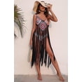 thumbnail image 3 of Kukuzhu Women Swimsuit Coverups Crochet Floral Long Fringe Hem Beach Swimsuit Bikini Tassel Slip Dress Cover Up Pool Swimwear, 3 of 5