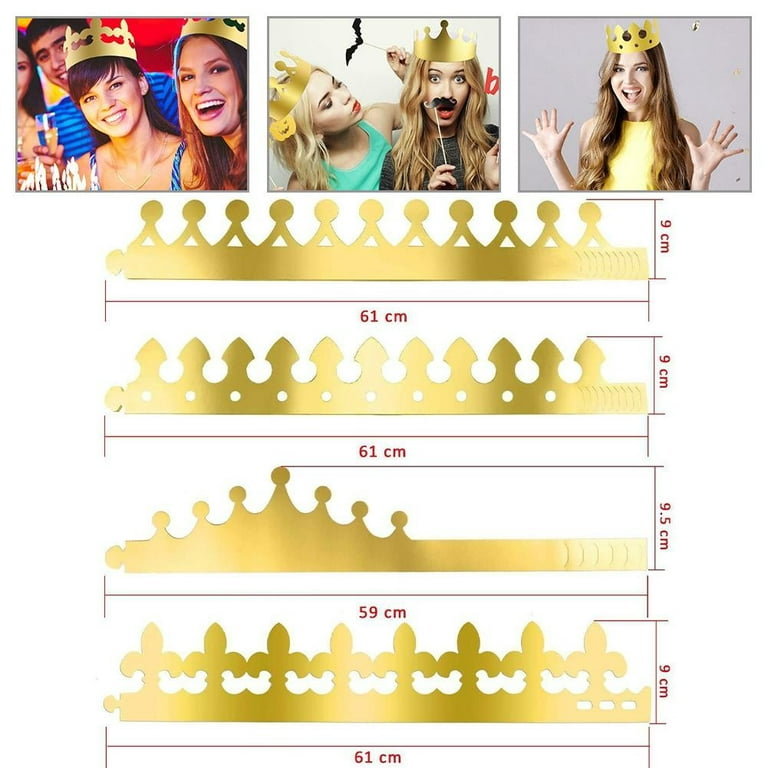 Gerich Paper Crown Hats Prince Princess Birthday Party Hat,Gold 10 Pcs 