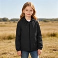 thumbnail image 6 of Cethrio Girls Waterproof Jackets, Long Sleeve Lightweight Outdoor Zip up Girls Windbreakers Black Size 5-6 T, 6 of 7