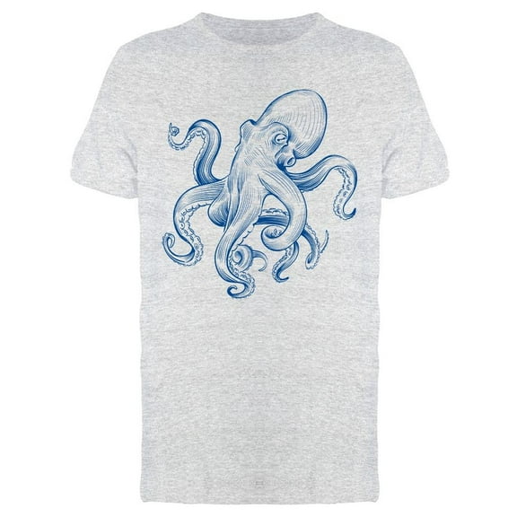 Vintage Hand Drawn Octopus T-Shirt Men -Image by Shutterstock, Male x-Large