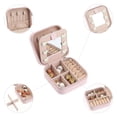 thumbnail image 3 of REGALWOVEN Travel Size Accessory Box, Small Accessory Case with Mirror, PU Leather Accessory Organizer for Women Light Pink, 3 of 7