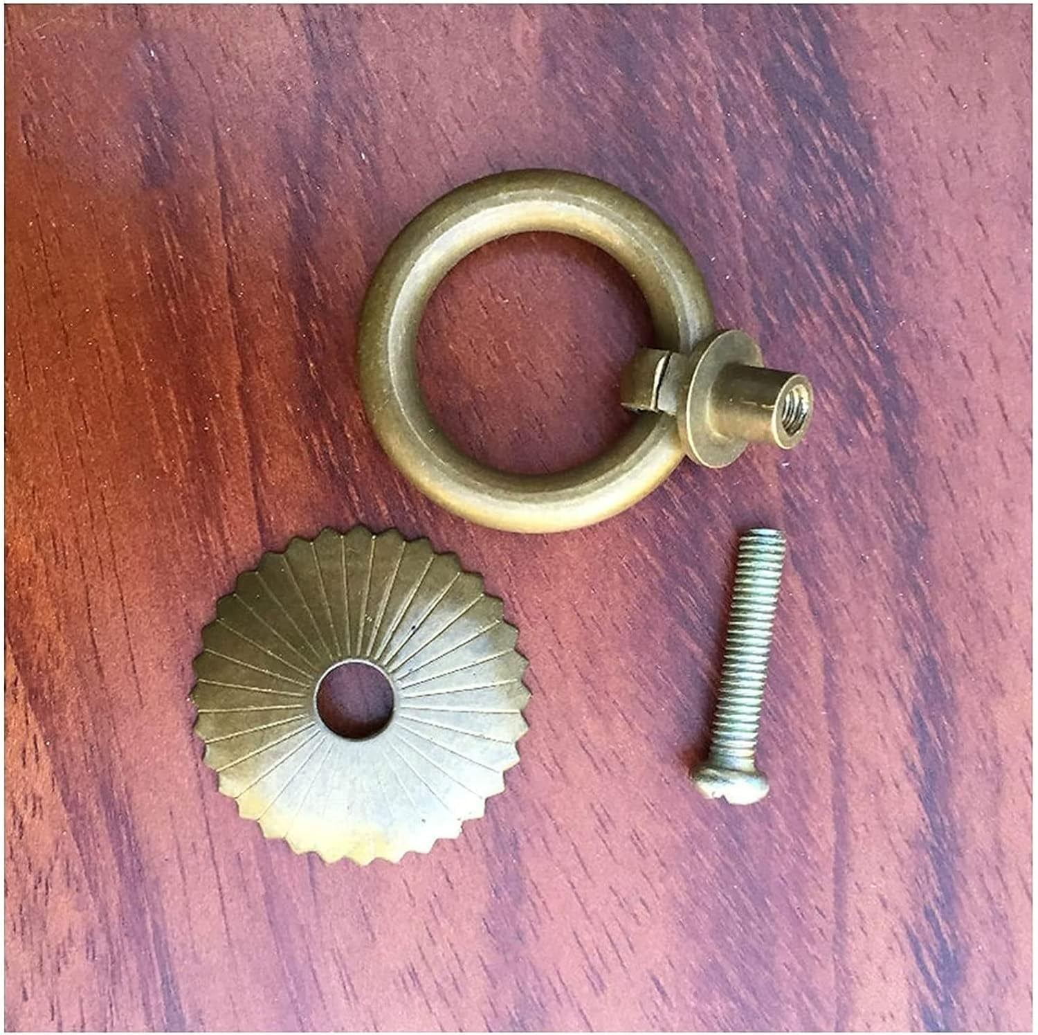 Vintage Drop Ring Knobs Brass Drawer Pulls for Dresser Drawer - 4pcs-Antique Drawer Swing Drop Ring Pull, Cup Knobs Handles