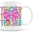 thumbnail image 1 of Teacher Gifts Coffee Mug - Teacher Mug, Teacher Coffee Mug, Teacher Gifts for Women, Teacher Appreciation Gifts, Teacher Gifts for Christmas, Preppy Pink Bow Teacher Ceramic Coffee Mug 11 oz, 1 of 6