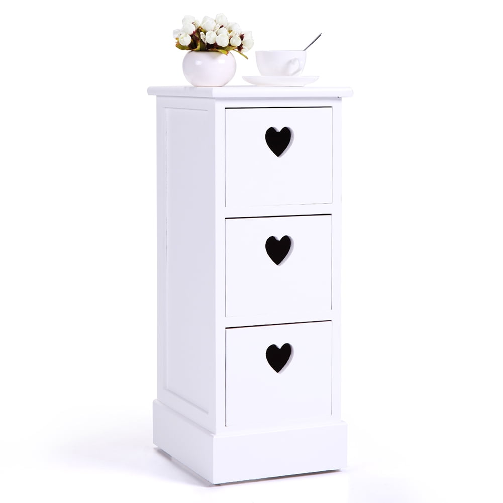 Kepooman 3 Drawer Bedside Furniture for Hallway, Modern Design Bedside End Table for Home Office, White Side Table for Small Spaces