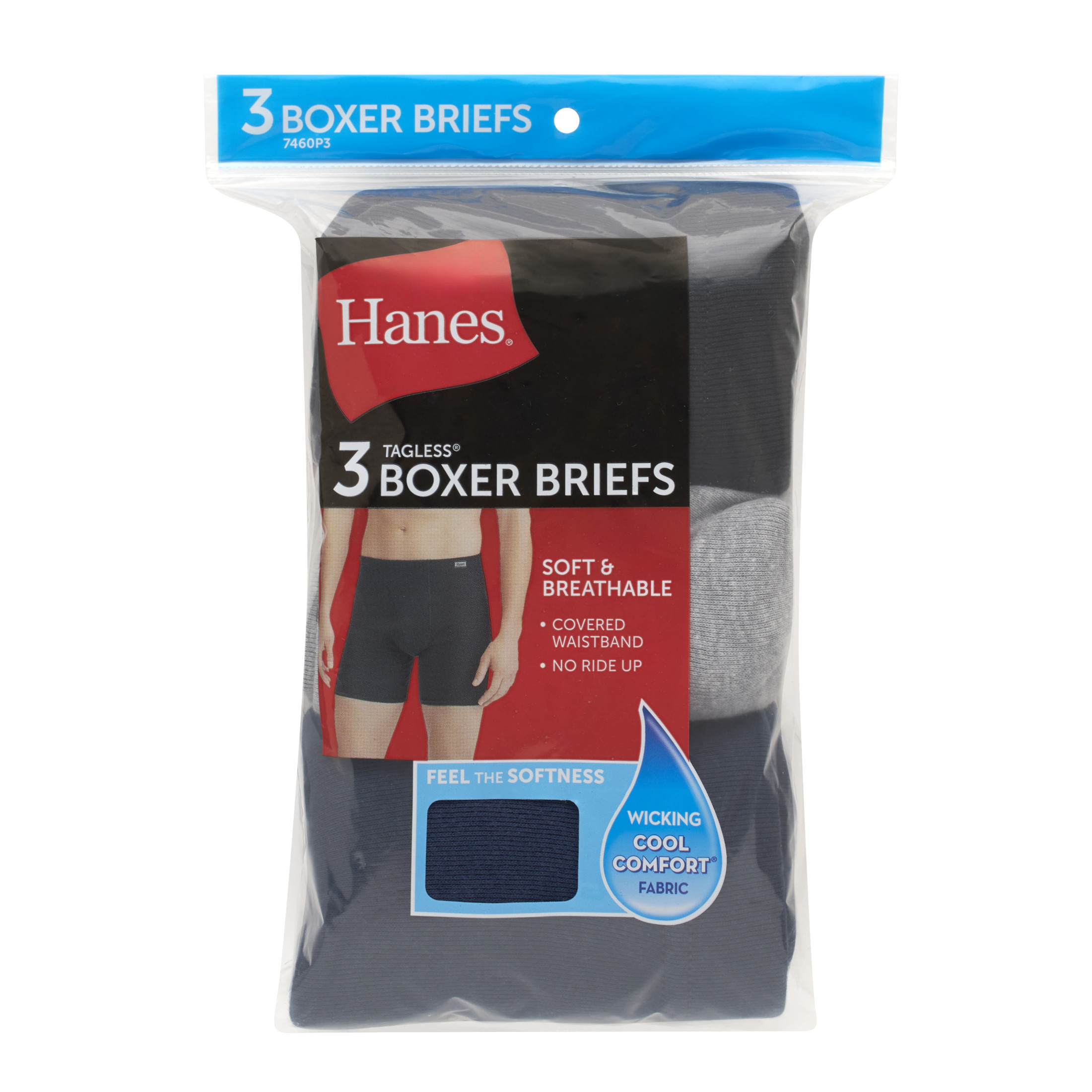 Hanes Men's ComfortSoft Boxer Brief, Black/Gray, 3-Pack photo 2