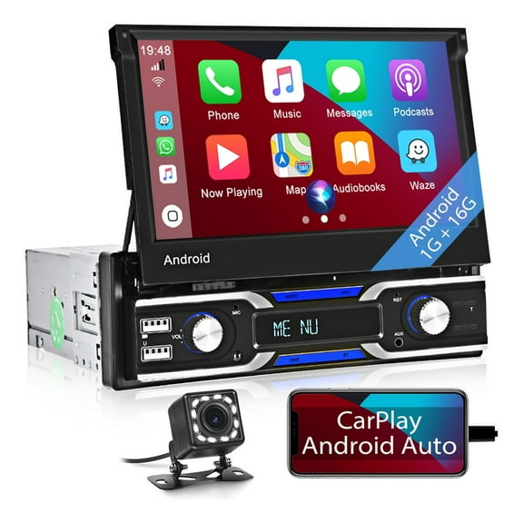 Torovo Car Radio Car Stereo 1 Din 7in Android 10.1 Telescopic Carplay