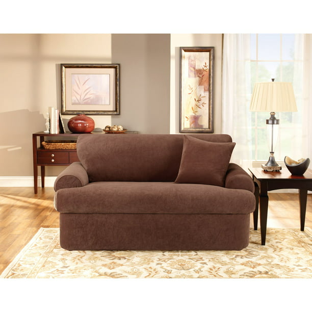 Sure Fit Stretch Pique T Cushion Two, Sure Fit Stretch Pinstripe 2 Piece T Cushion Sofa Slipcover
