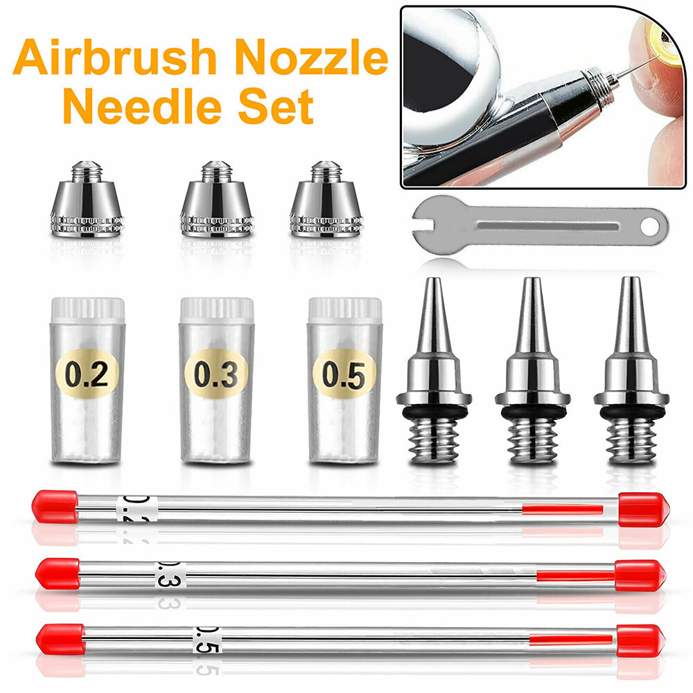 ALLTIMES Airbrush Nozzles Needles Set (0.2mm/0.3mm/0.5mm) Replacement
