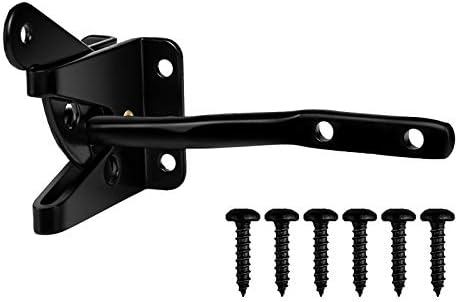 Gate Hardware Kit Heavy Duty,with Self Locking Gate Latch,6 inch T Strap Gate Hinges and 10 inch Gate Door Handle Pull,Shed Door Hardware Set for Wooden Vinyl Fence,Gate,Farm,Garden,Black Finish