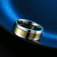 thumbnail image 4 of 8mm Men Spinner Band 316L Stainless Steel Rinbow/Blue/Black Silver Polished Ring, 4 of 9